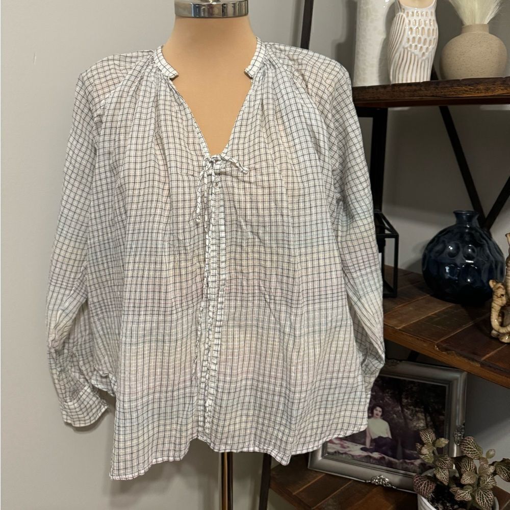 Mii Collection Cotton/Silk Blend Plaid Shirt Women’s SIZE LRG